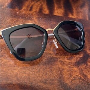 Black Geometric Polarized Women's Prada Sunglasses -
